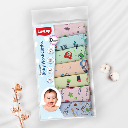 Premium Baby Washcloths, 7 Pcs, Starfish Print