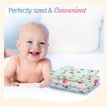 Premium Baby Washcloths, 7 Pcs, Starfish Print