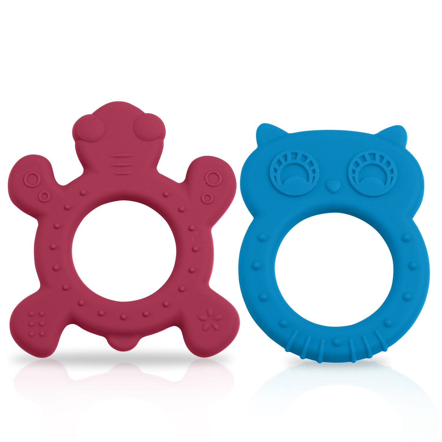 Baby Silicone Teether for teething gums, Dual Pack(Blue & Rubine Red)