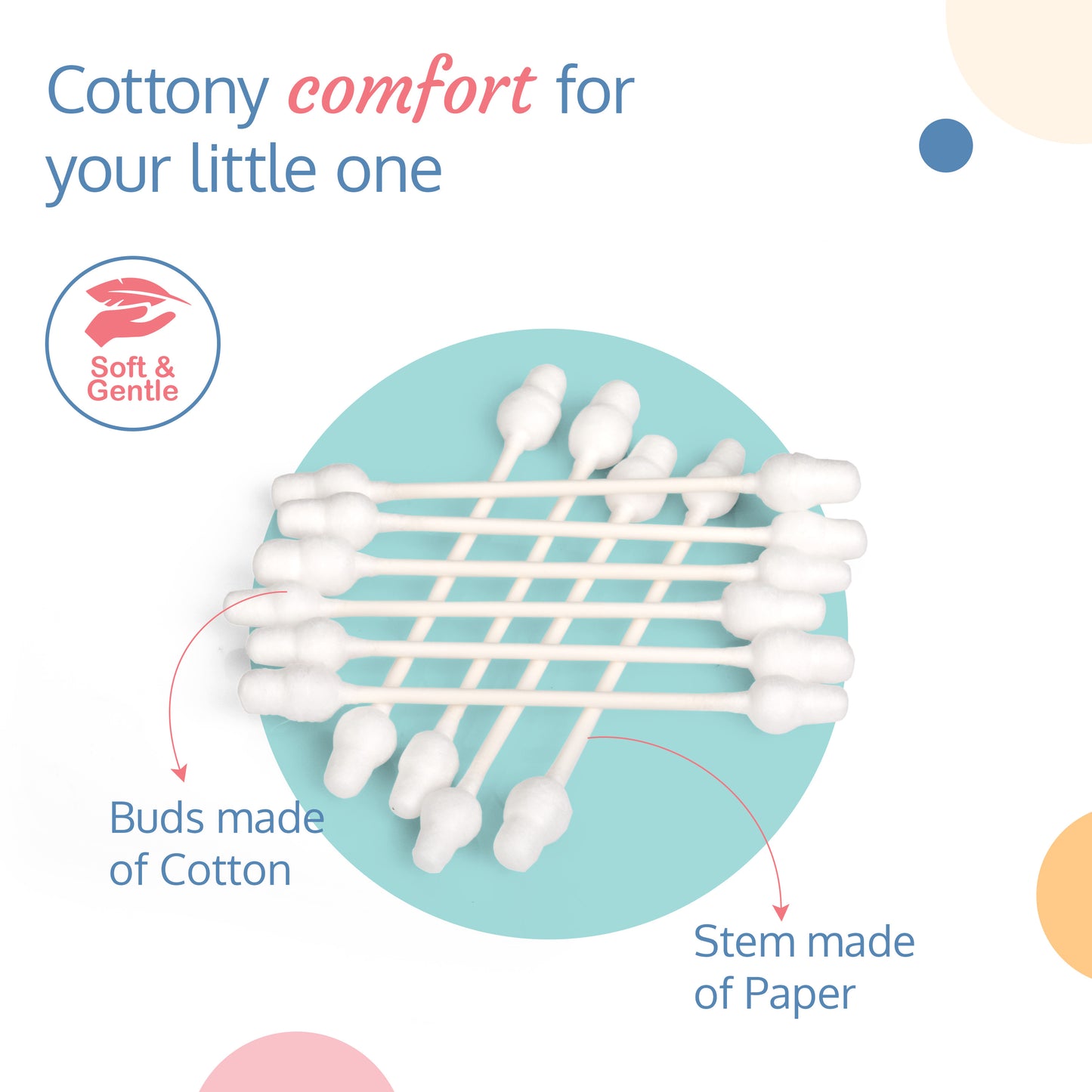 Baby Comfy Safety Tip Cotton Buds ,100 Sticks, White