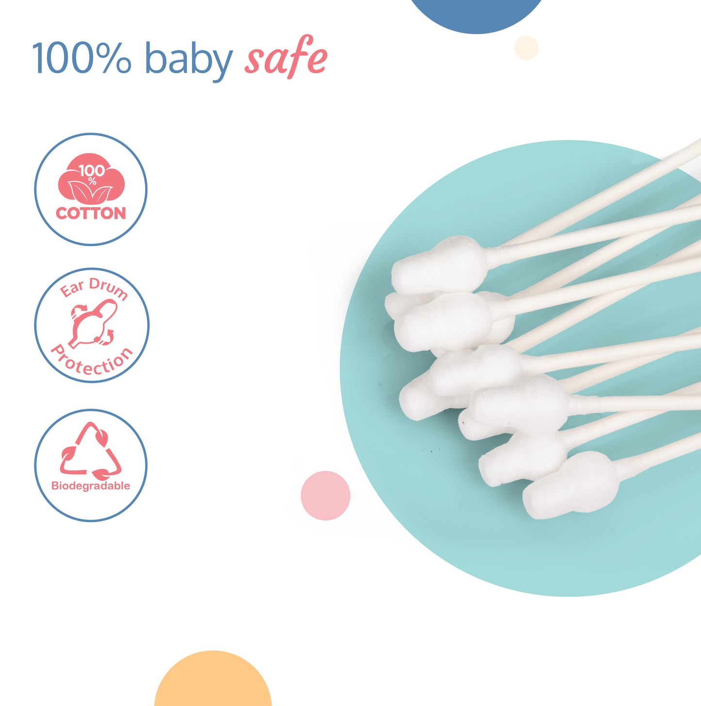 Baby Comfy Safety Tip Cotton Buds ,100 Sticks, White