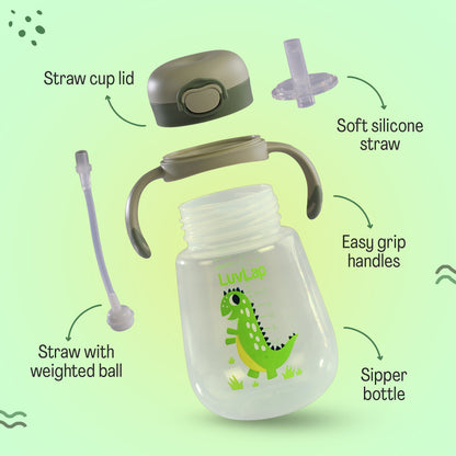 Baby Bite Resistant Soft Straw Sipper, 300 ml, Green