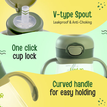 Baby Bite Resistant Soft Straw Sipper, 300 ml, Green