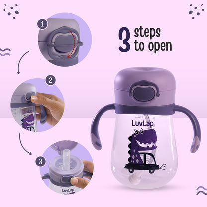 Baby Bite Resistant Soft Straw Sipper 300 ml, Purple