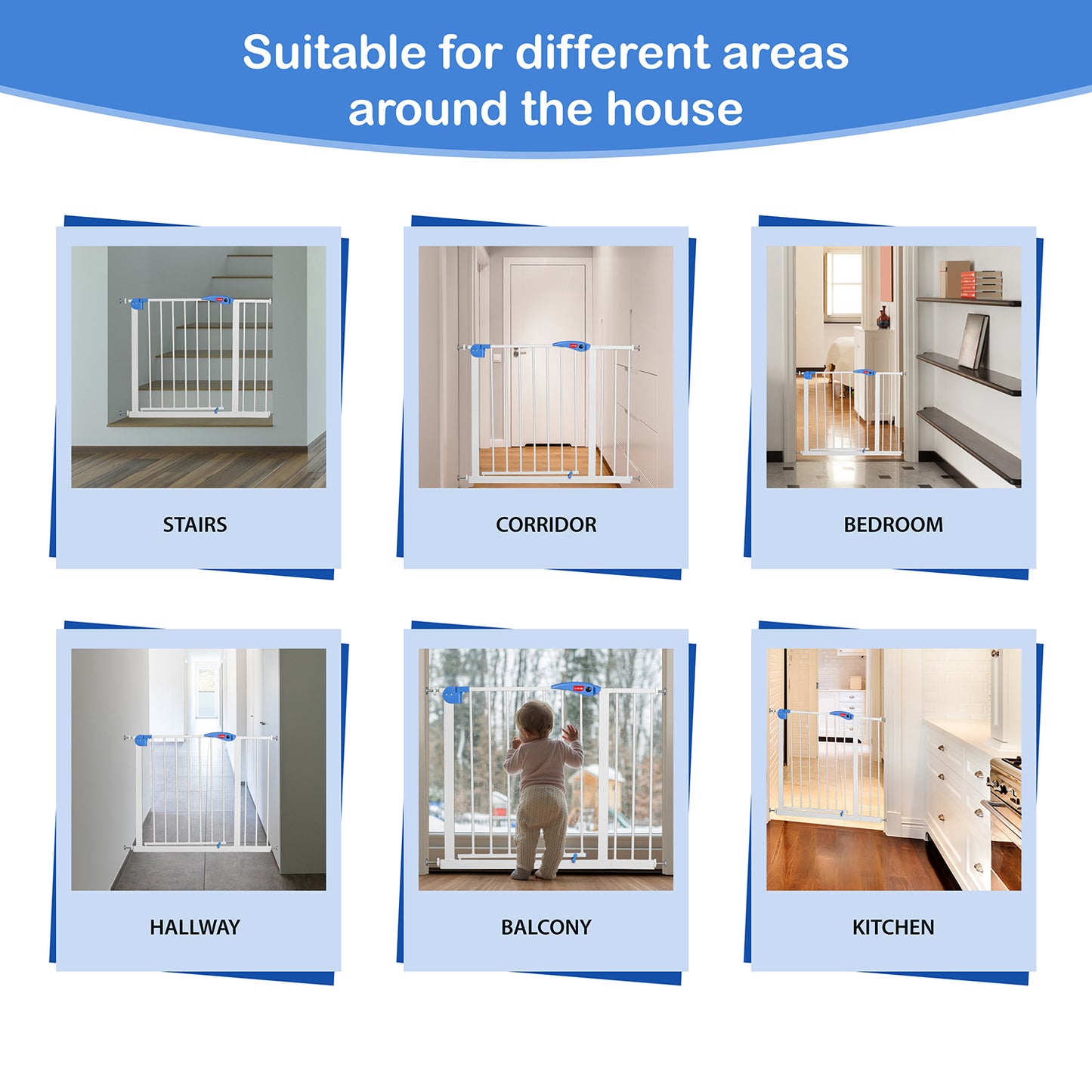 Indoor Baby Safety Gate Size 95 to 105 cm Wide, White