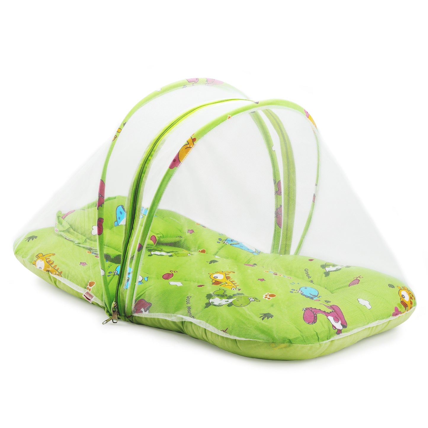 Baby Mattress with Mosquito Net, Bedding Set (Light Green)