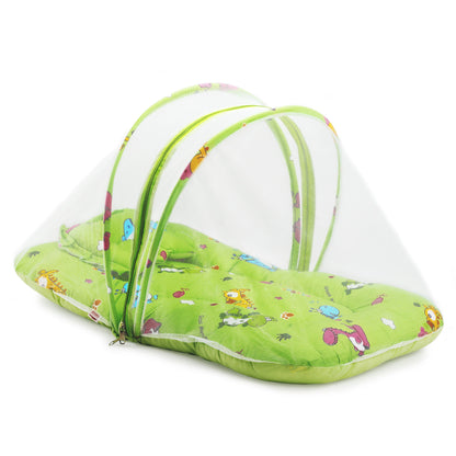 Baby Mattress with Mosquito Net, Bedding Set (Light Green)