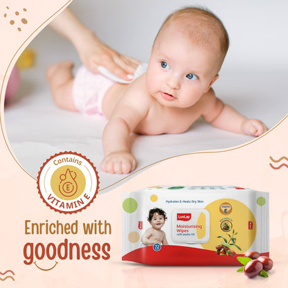 Paraben Free Moisturizing Baby Wipes with Jojoba Oil (72 Wipes/Pack, Pack of 3, Buy 2 Get 1 Free)