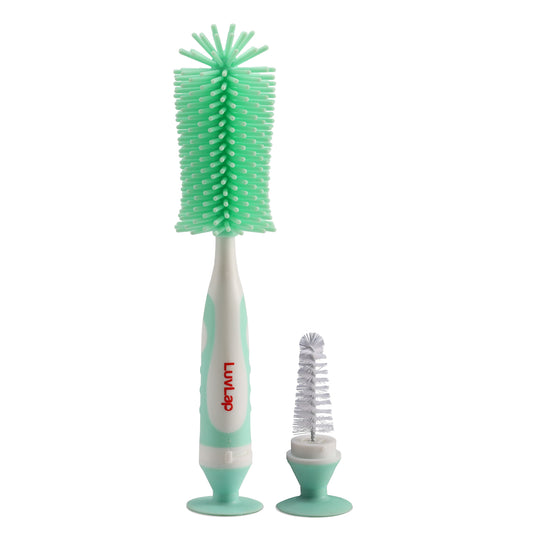 2 - in -1 Silicone Bristle bottle cleaning brush, Green