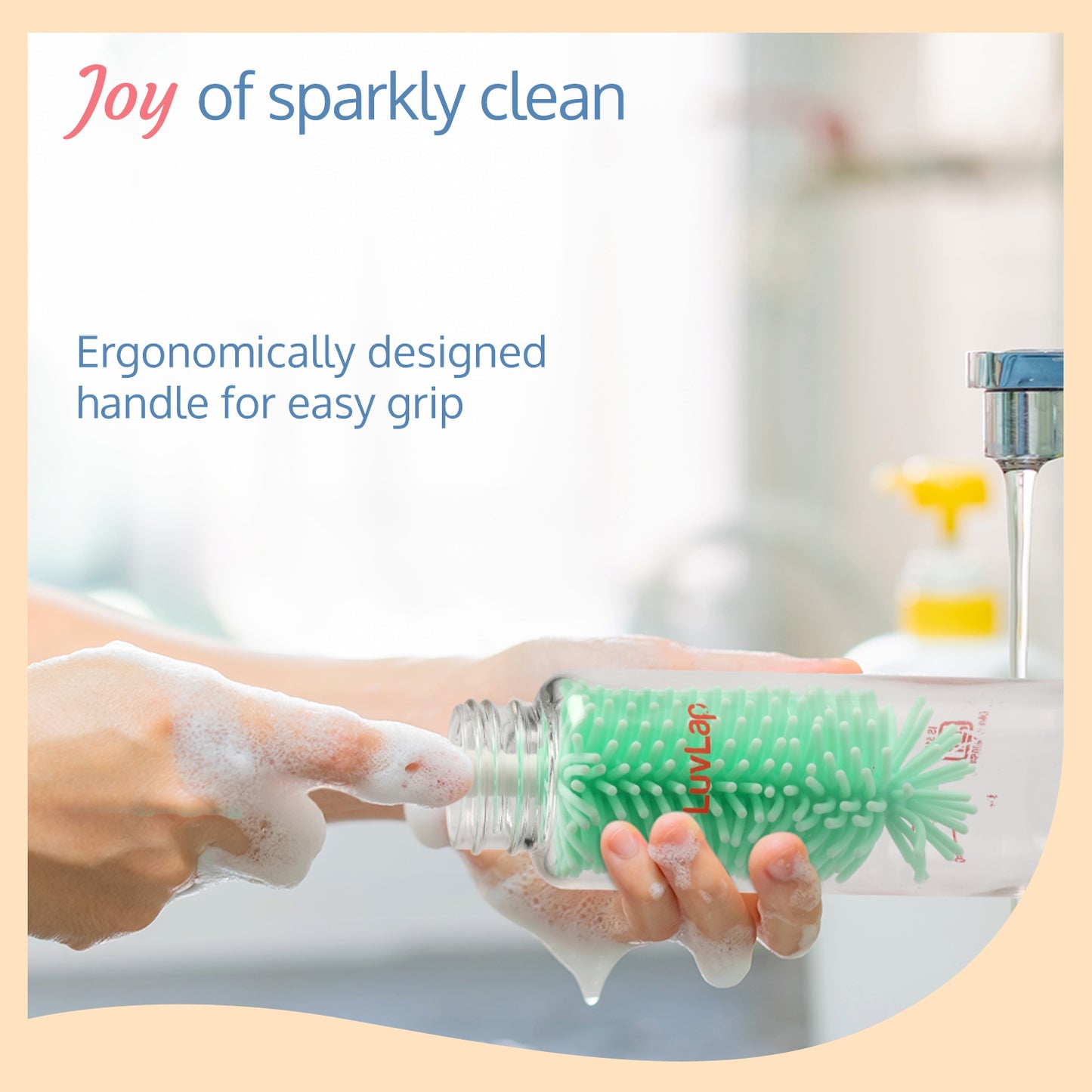 2 - in -1 Silicone Bristle bottle cleaning brush, Green