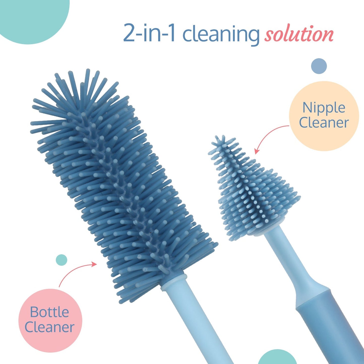 Silicone Bristle Brush & Nipple Cleaner, Blue