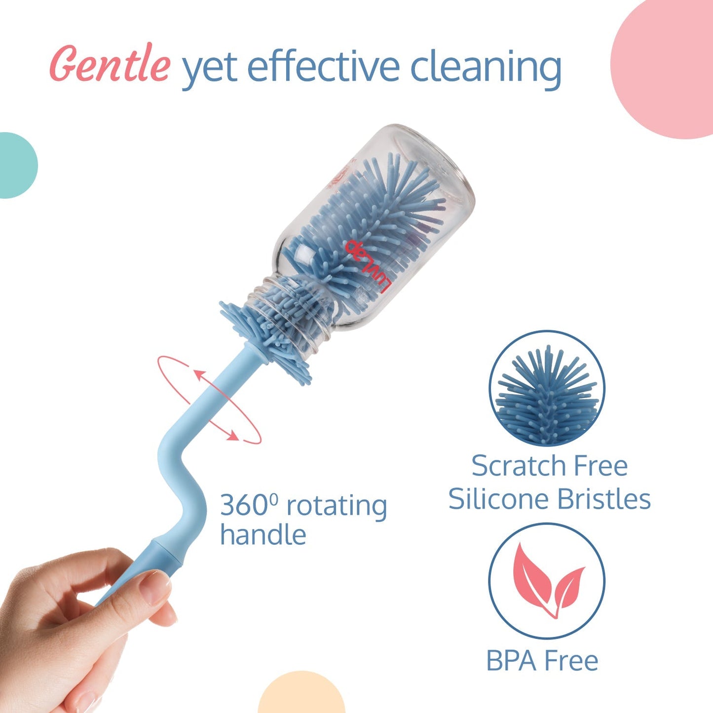 Silicone Bristle Brush & Nipple Cleaner, Blue