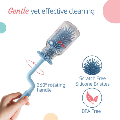 Silicone Bristle Brush & Nipple Cleaner, Blue