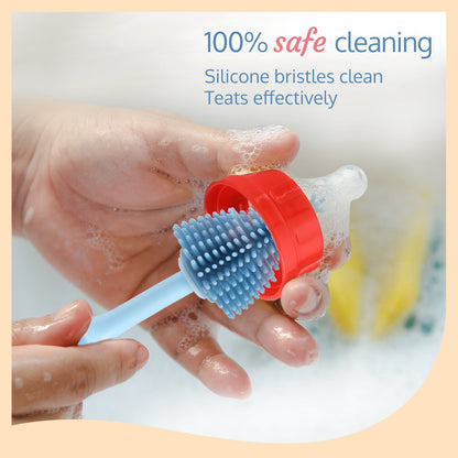 Silicone Bristle Brush & Nipple Cleaner, Blue