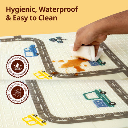 Cityscape Double Sided Water Proof Baby Floor Mat, Multicolor, Reversible Floor mats for Kids, Baby mats for Floor, Crawling Baby, Extra Large Size, 6'5" x 4'10" (195.5cmx147cm), 0.8cm Thick