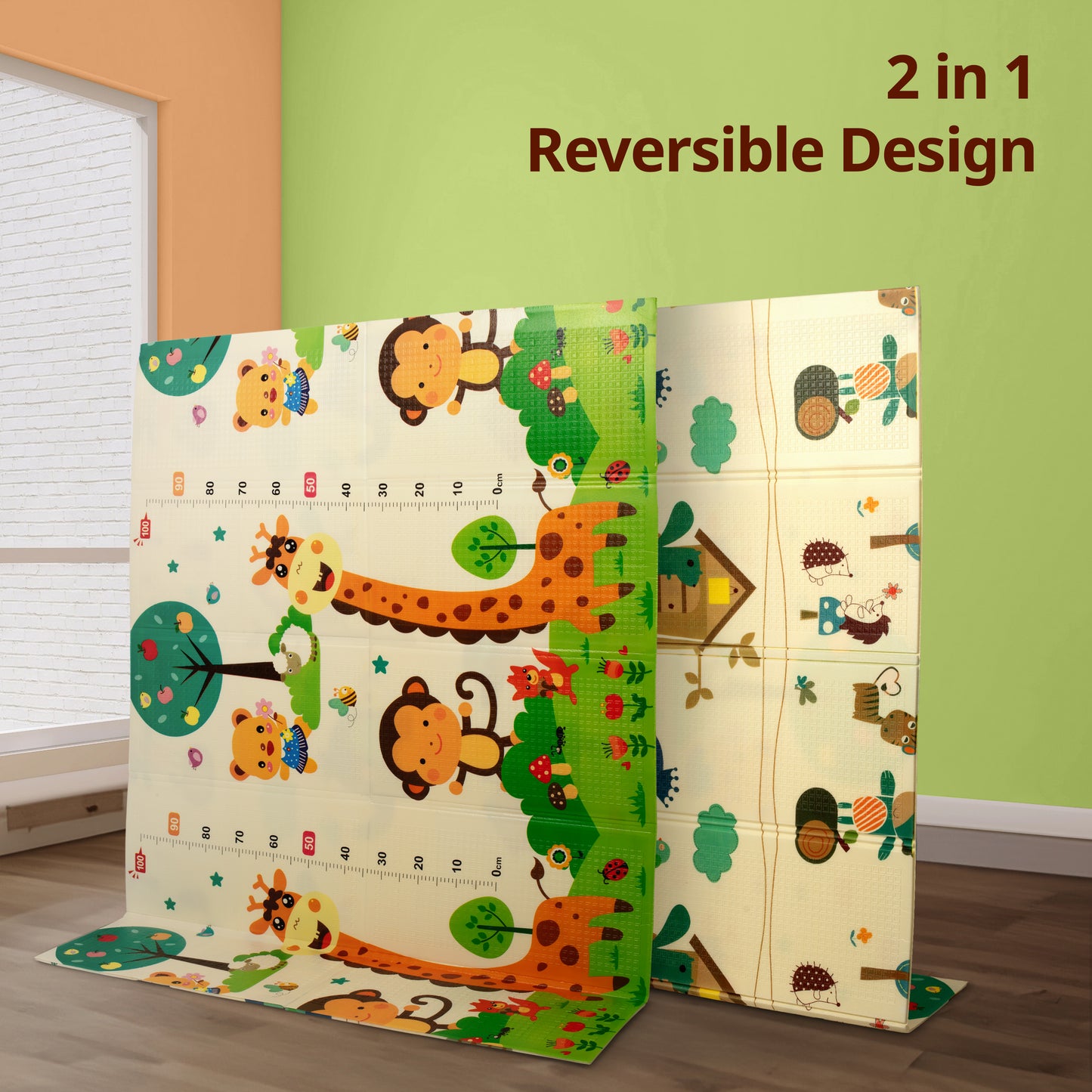 Number Zoo Double Sided Water Proof Baby Play Mat, Multicolor, Reversible Floor mats for Kids, Baby mats for Floor, Crawling Baby, Extra Large Size, 6'5" x 4'10" (195.5cmx147cm), 0.8cm Thick
