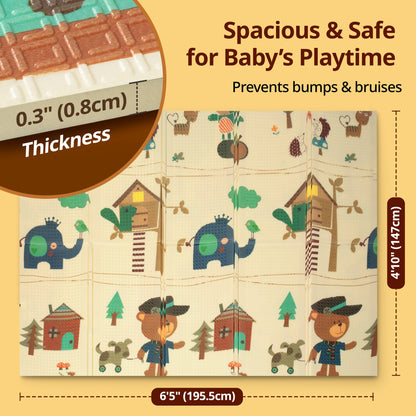 Number Zoo Double Sided Water Proof Baby Play Mat, Multicolor, Reversible Floor mats for Kids, Baby mats for Floor, Crawling Baby, Extra Large Size, 6'5" x 4'10" (195.5cmx147cm), 0.8cm Thick