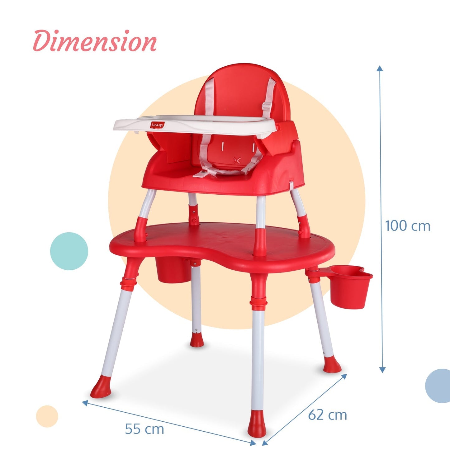 4 In 1 Convertible Baby High Chair , Red