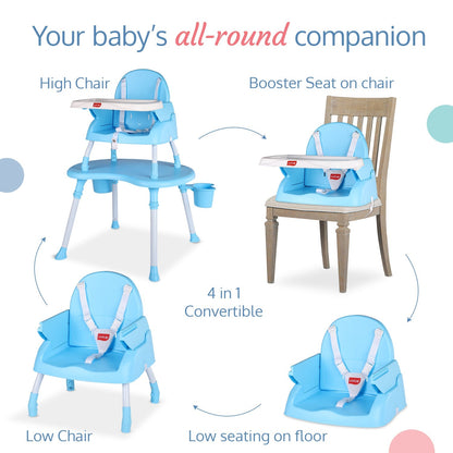 4 in 1 Convertible Baby High Chair, Blue