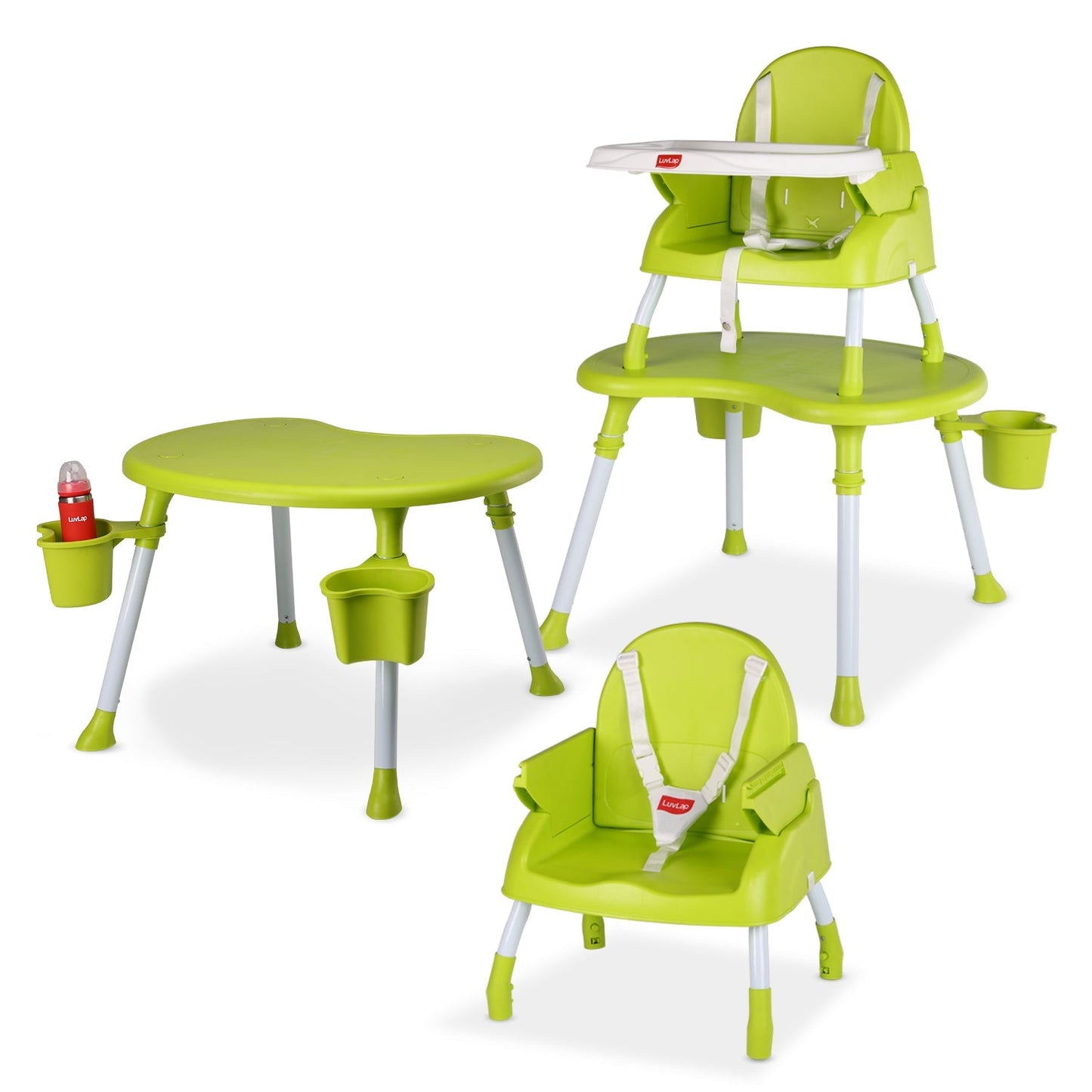 4 In 1 Convertible Baby High Chair , Green