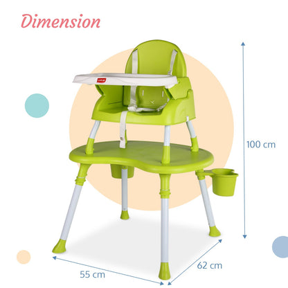 4 In 1 Convertible Baby High Chair , Green