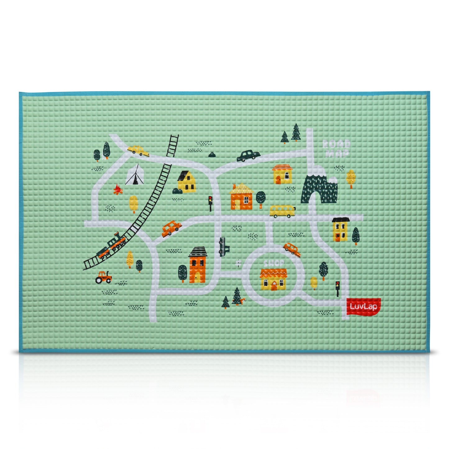 Air-Filled Waterproof Multi-Functional Baby rubber mat for Floor - Cityscape, Baby Crawling mat, Floor mat for Kids, Bed Protector, Foldable, Lightweight & Big Size 90cmx60cm, Non Toxic, Non Slip
