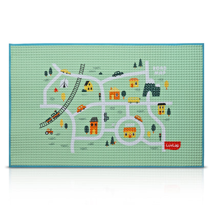 Air-Filled Waterproof Multi-Functional Baby rubber mat for Floor - Cityscape, Baby Crawling mat, Floor mat for Kids, Bed Protector, Foldable, Lightweight & Big Size 90cmx60cm, Non Toxic, Non Slip