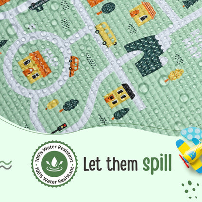 Air-Filled Waterproof Multi-Functional Baby rubber mat for Floor - Cityscape, Baby Crawling mat, Floor mat for Kids, Bed Protector, Foldable, Lightweight & Big Size 90cmx60cm, Non Toxic, Non Slip
