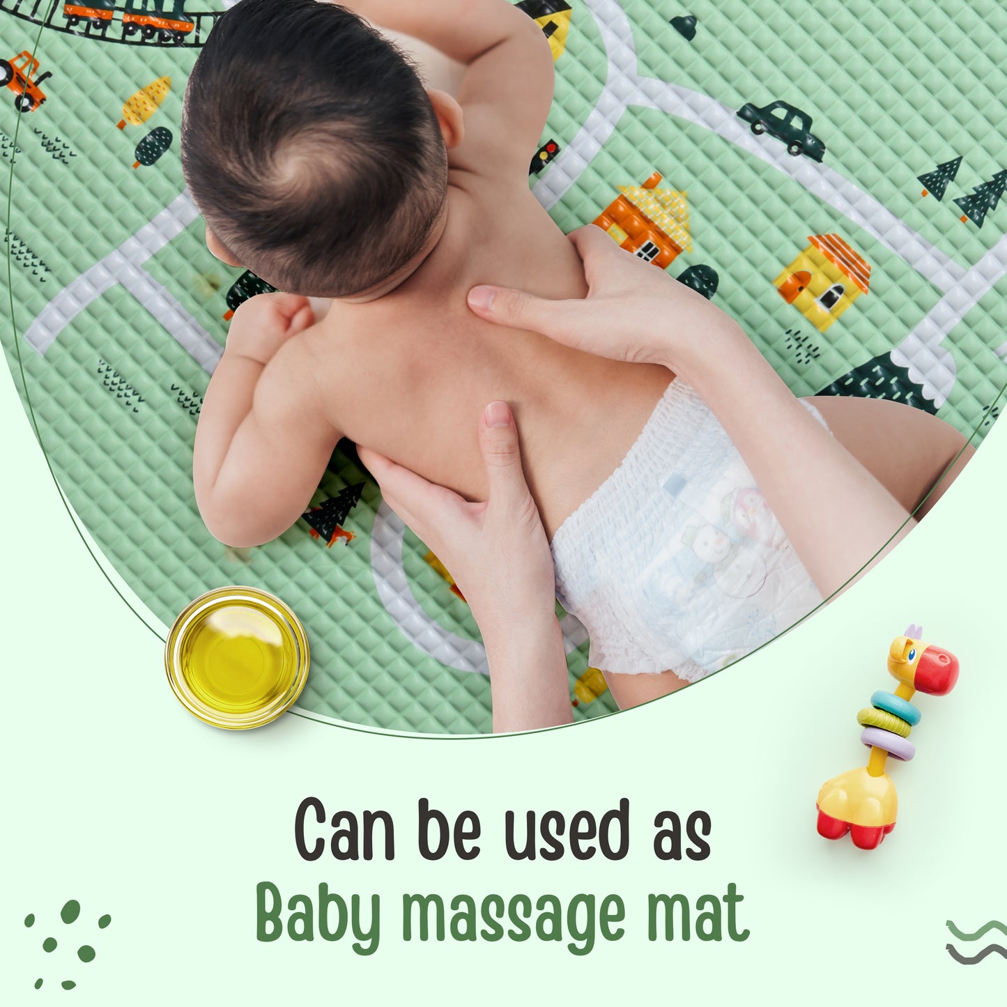 Air-Filled Waterproof Multi-Functional Baby rubber mat for Floor - Cityscape, Baby Crawling mat, Floor mat for Kids, Bed Protector, Foldable, Lightweight & Big Size 90cmx60cm, Non Toxic, Non Slip