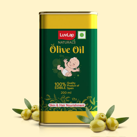 LuvLap Naturals Baby Body Massage Olive Oil, 200 ML, Spanish Premium Olive Oil, Enhances Bone & Muscle Strength, 200 ML