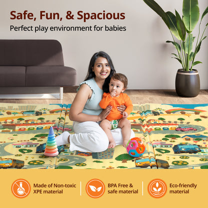 Wild Woods Double Sided Water Proof Baby Floor Mat, Multicolor, Reversible Floor mats for Kids, Baby mats for Floor, Crawling Baby, Extra Large Size, 6'5" x 4'10" (195.5cmx147cm), 0.8cm Thick
