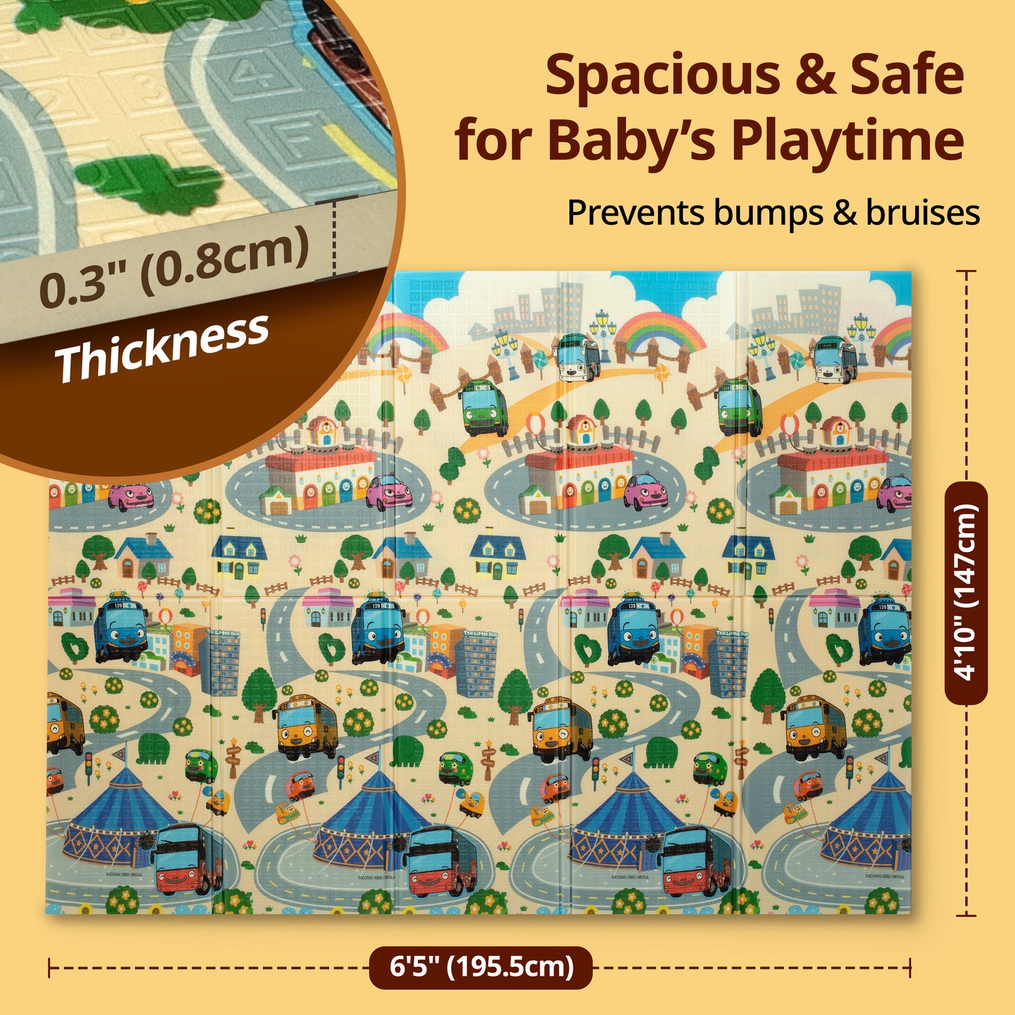 Wild Woods Double Sided Water Proof Baby Floor Mat, Multicolor, Reversible Floor mats for Kids, Baby mats for Floor, Crawling Baby, Extra Large Size, 6'5" x 4'10" (195.5cmx147cm), 0.8cm Thick