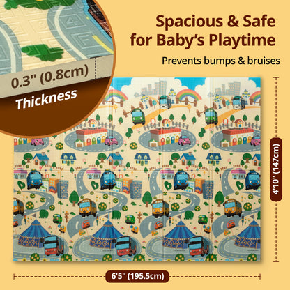 Wild Woods Double Sided Water Proof Baby Floor Mat, Multicolor, Reversible Floor mats for Kids, Baby mats for Floor, Crawling Baby, Extra Large Size, 6'5" x 4'10" (195.5cmx147cm), 0.8cm Thick