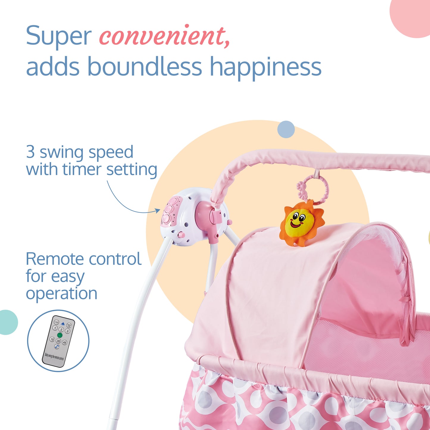 Delight Electric Baby Swing Cradle (Pink)