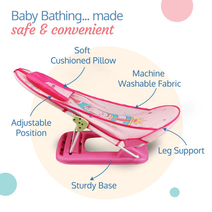 Happy Astronaut Baby Bather for Baby 0-12 Months, New Born Baby Bath Chair, 3 Position Adjustable, Washable Soft Mesh, Large Seat (Multicolor)