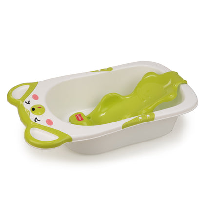 Bubble Baby Bathtub (White & Green) & Anti Slip Baby Plastic Bath Chair (Green)