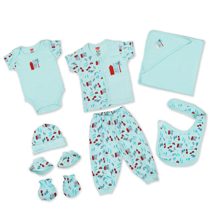 Newborn Baby Garment Gift Set, Pack Of 8, Pastel Green