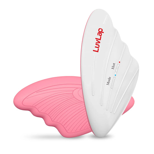 2-in-1 Warming Lactation Breast Massager, Pain relief with 3-level heat & 6-level vibration adjustment, for Breastfeeding, Pumping, Clears Clogged Ducts, Engorgement, Waterproof, White & Pink