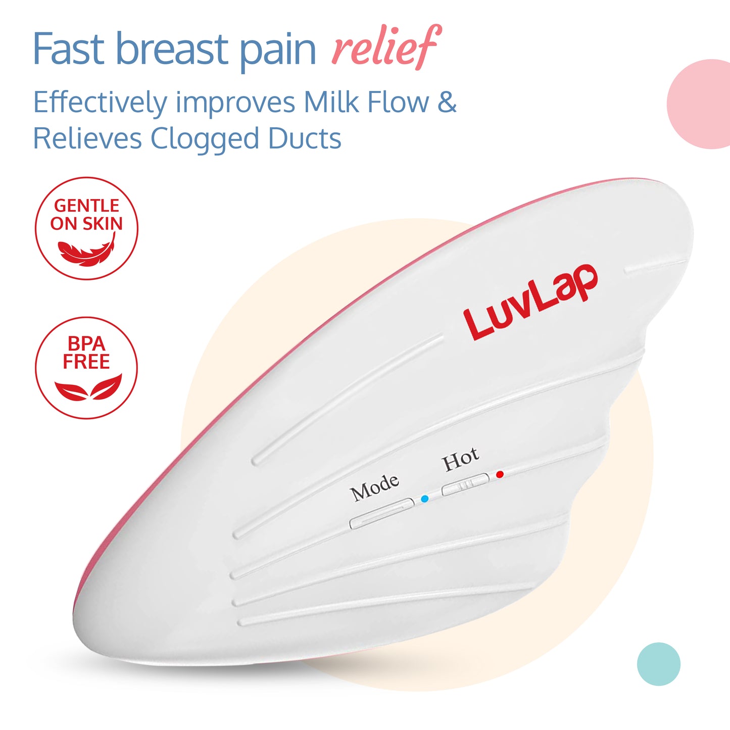2-in-1 Warming Lactation Breast Massager, White & Pink