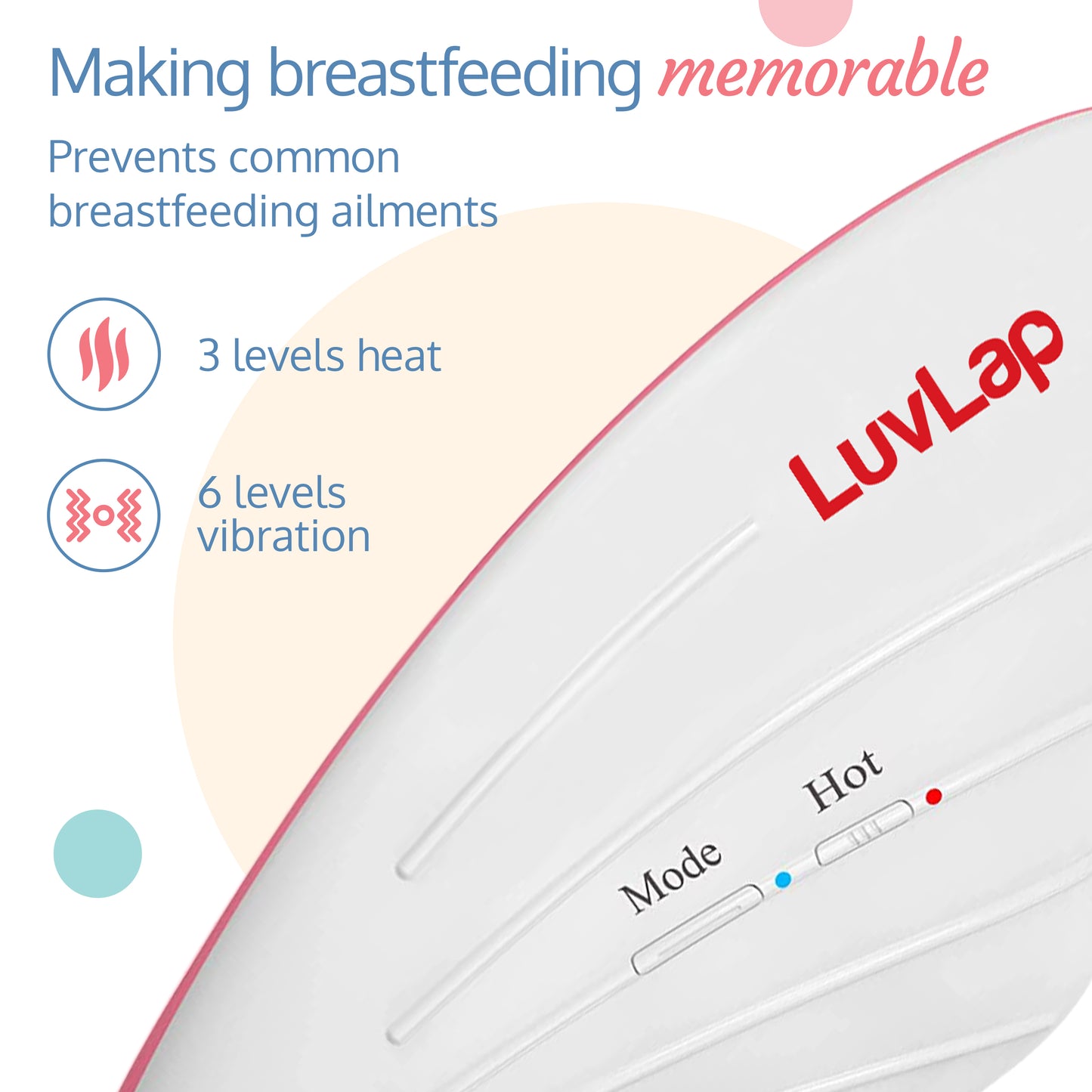 2-in-1 Warming Lactation Breast Massager, White & Pink