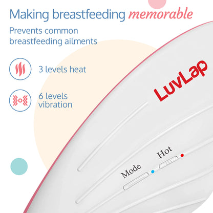 2-in-1 Warming Lactation Breast Massager, White & Pink