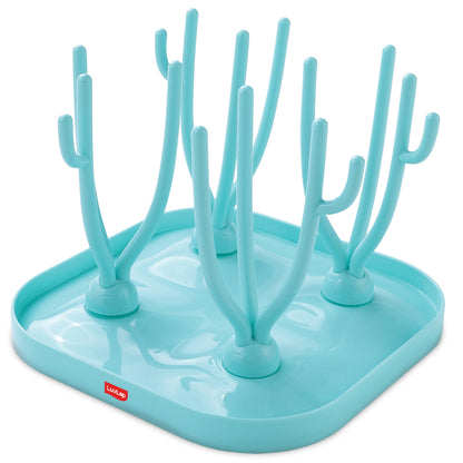Baby Bottle Drying Rack with Branch Shaped Dryer - Complete Solution for Pacifier, Brush, and Accessories: Easy Sterilization, Cleaning, Storage & Travel (Light Blue)