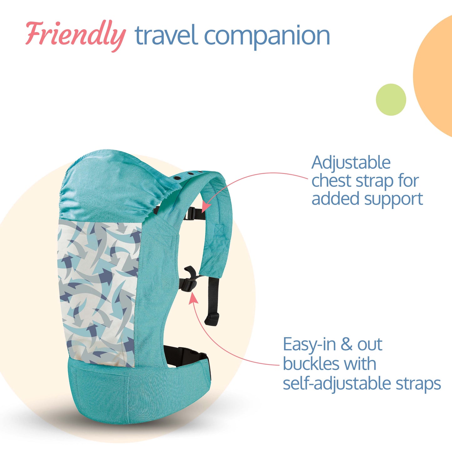 Adore Baby Carrier with 2 Carry Positions, Carrier for 4 to 24 Months Baby, Breathable Skin Friendly Premium Fabric, Adjustable Newborn to Toddler Carrier, Max Weight Upto 18 Kgs (Light Blue)