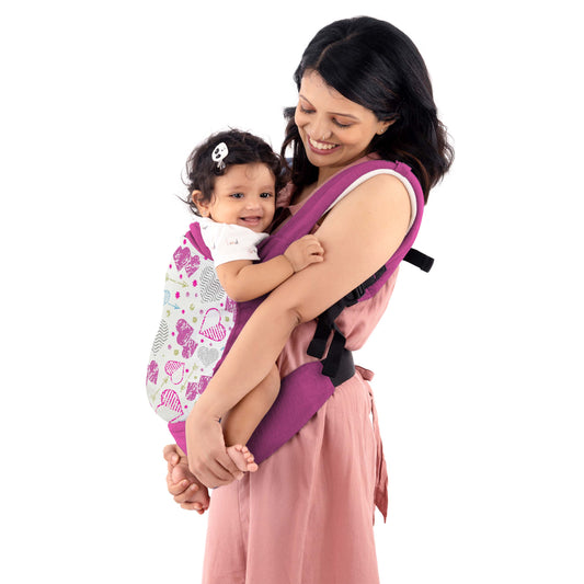 Adore Baby Carrier with 2 Carry Positions, Carrier for 4 to 24 Months Baby, Breathable Skin Friendly Premium Fabric, Adjustable Newborn to Toddler Carrier, Max Weight Upto 18 Kgs (Pink)