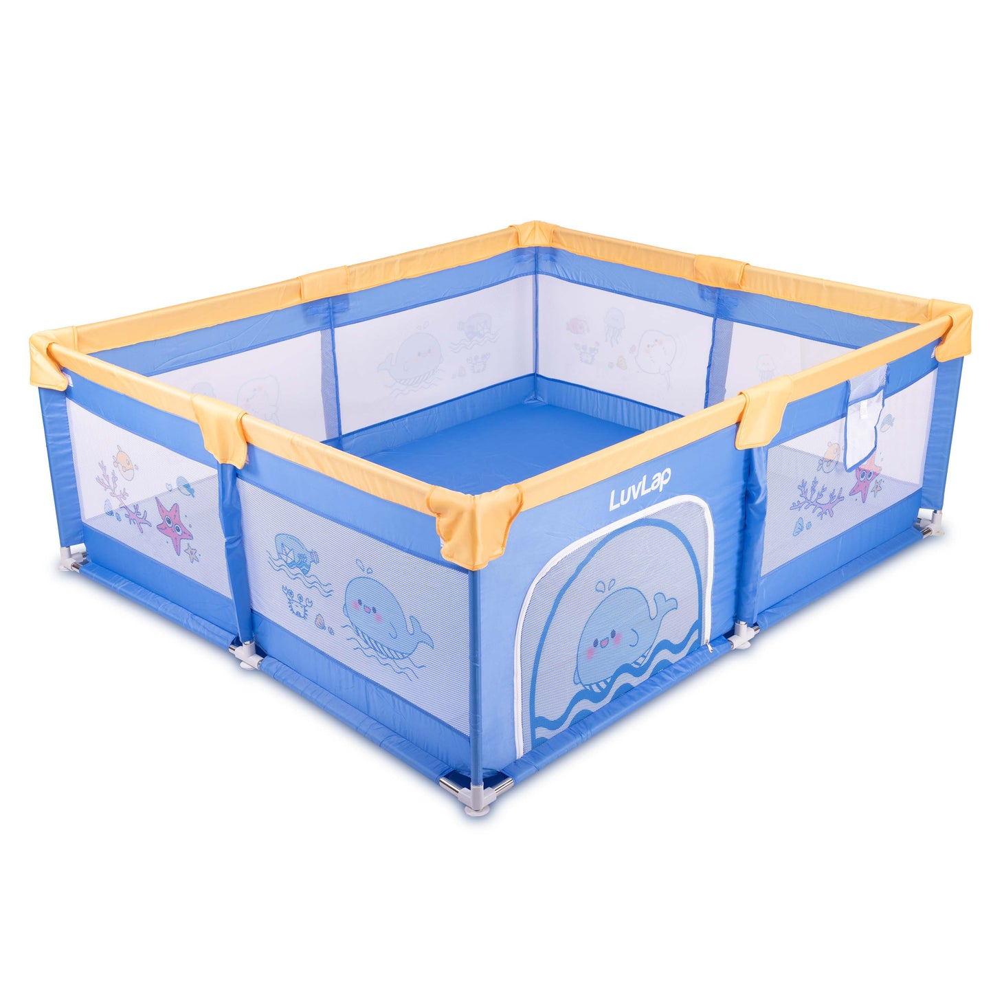 Large Baby Playpen, Baby Playard, Baby Play Yard, Play Pens for Babies and Toddlers, BPA - Free, Non - Toxic, Easy assembly, sturdy & stable, 180cm x 150cm (Blue & Yellow)