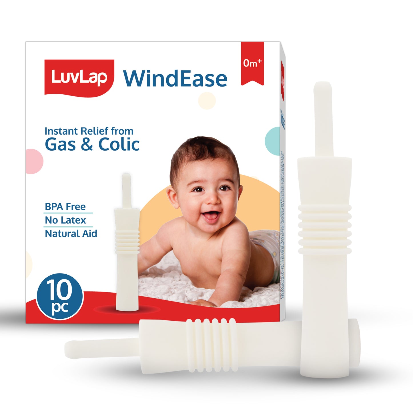 WindEase Colic Reliever for Babies, Instant relief from Gas & Colic, BPA & Latex Free, Natural aid, pack of 10