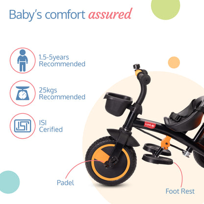 Elegant Lite Kids' Tricycle with Push Bar - Orange