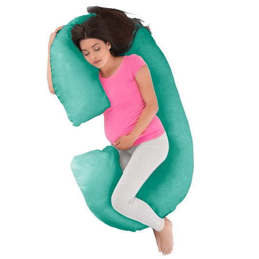 C - Shaped Pregnancy Pillow - Full Body Maternity Support for Restful Sleep, Pain Relief, Back support - Hypoallergenic & Washable Cover, Ideal for Pregnant Women & Nursing Moms (Teal)