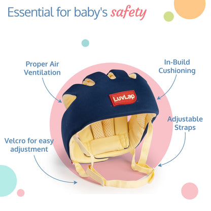 LuvLap Baby Safety Helmet - Essential Safety Gear for 6+ Months to 3 Years | Toddler Head Protector - Navy Blue