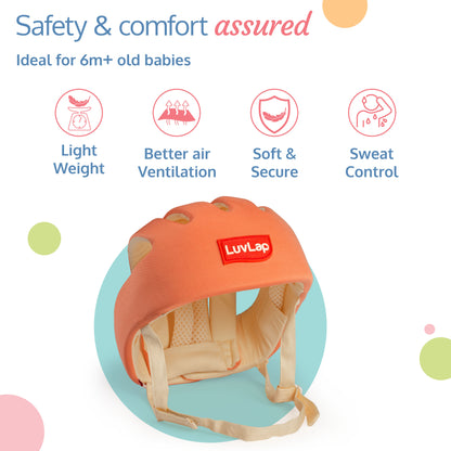 LuvLap Baby Safety Helmet - Essential Safety Gear for 6+ Months to 3 Years | Toddler Head Protector - Orange